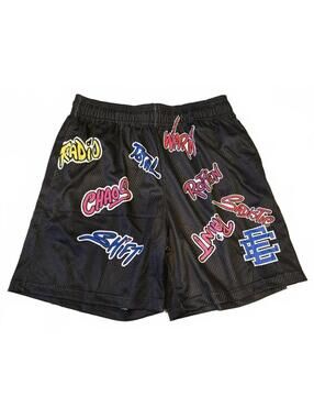 Eric Emanuel EE Graphic Mesh Shorts Black Multi Men's Size L
